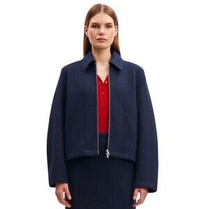 Samsoe Samsoe Antrho Saana Felted Wool Jacket Navy Salute Blue Women's Large EUC